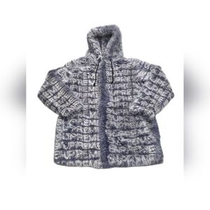 Supreme Faux Fur Motion Logo Hooded Coat Purple Size Small